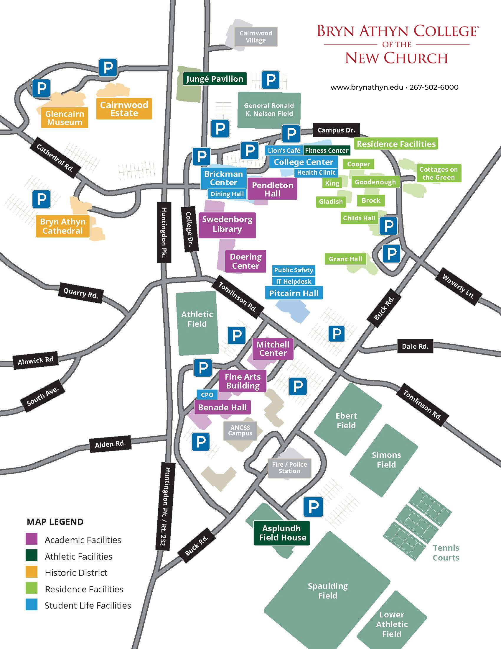 Campus map of Bryn Athyn College