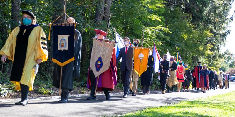 Bryn Athyn College students march in the Charter Day Procession 2020