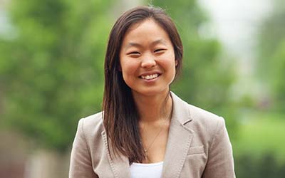 Bryn Athyn College student in a tan suit