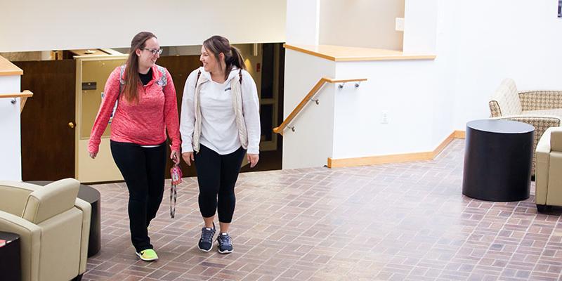 Students walk through the Pendleton Hall Commons at Bryn Athyn College