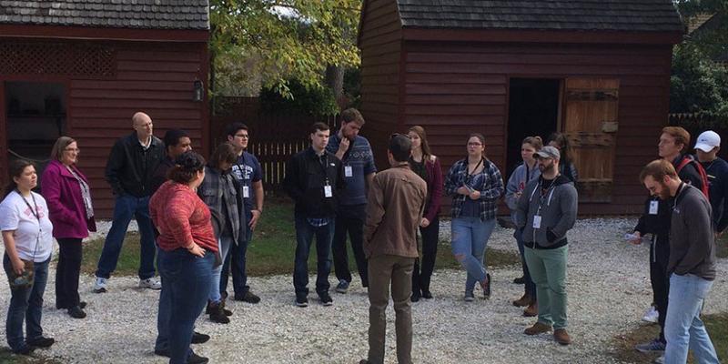 Bryn Athyn College students attend a lecture at colonial Williamsburg