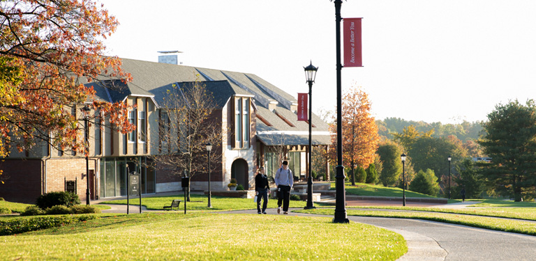 Bryn Athyn College Students outside College Center