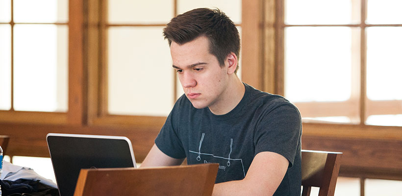 Bryn Athyn College student studying