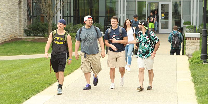 Students walking from Doering Center at Bryn Athyn College