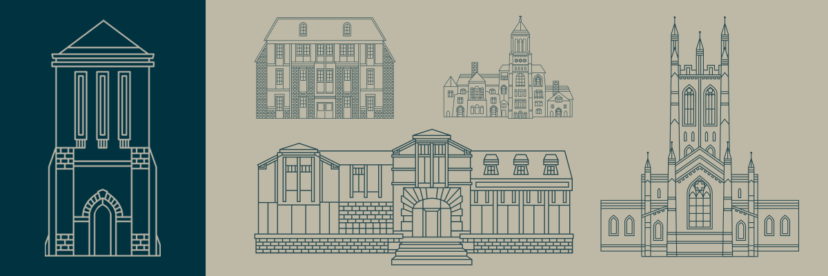Line art of buildings examples